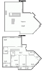 Четырёхкомнатная квартира 222.3 м²