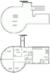 Четырёхкомнатная квартира 195.4 м²