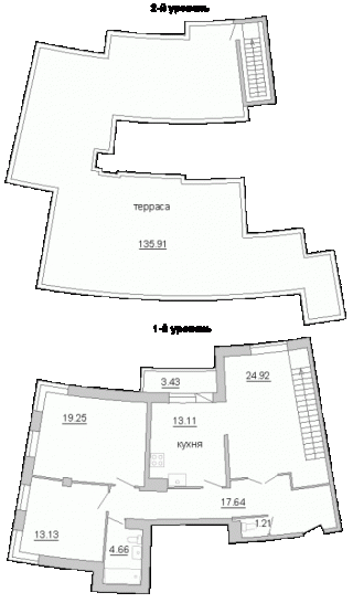 Трёхкомнатная квартира 139.3 м²